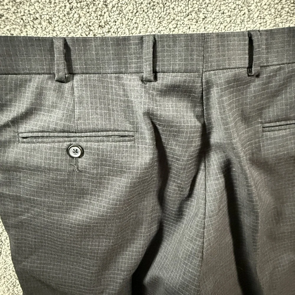 Brooks Brothers 346 Wool Dress Pants Mens 36x30 Charcoal Gray Check Trousers